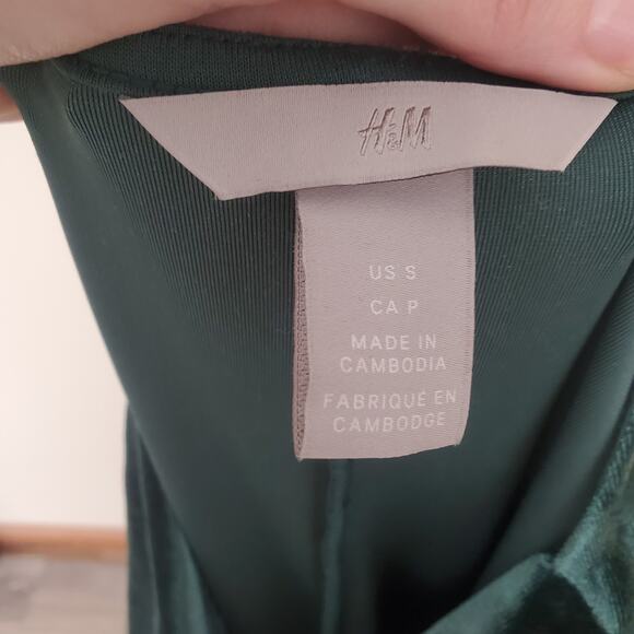 H&M Velvet Cowl Neck Dress Forest Green Small - Picture 5 of 6